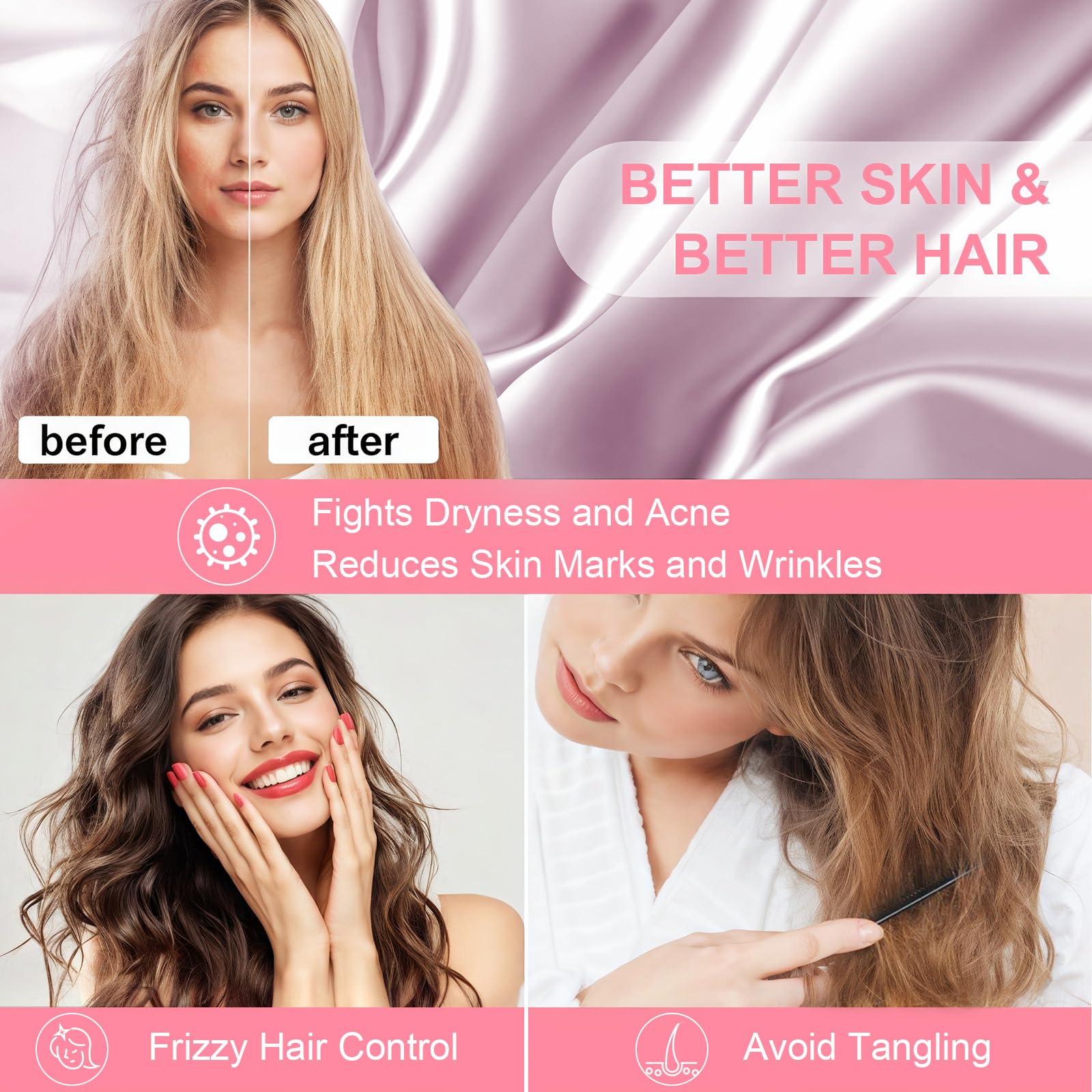 LYSHIN silk pillowcase surface reduces friction for hair and skin care
