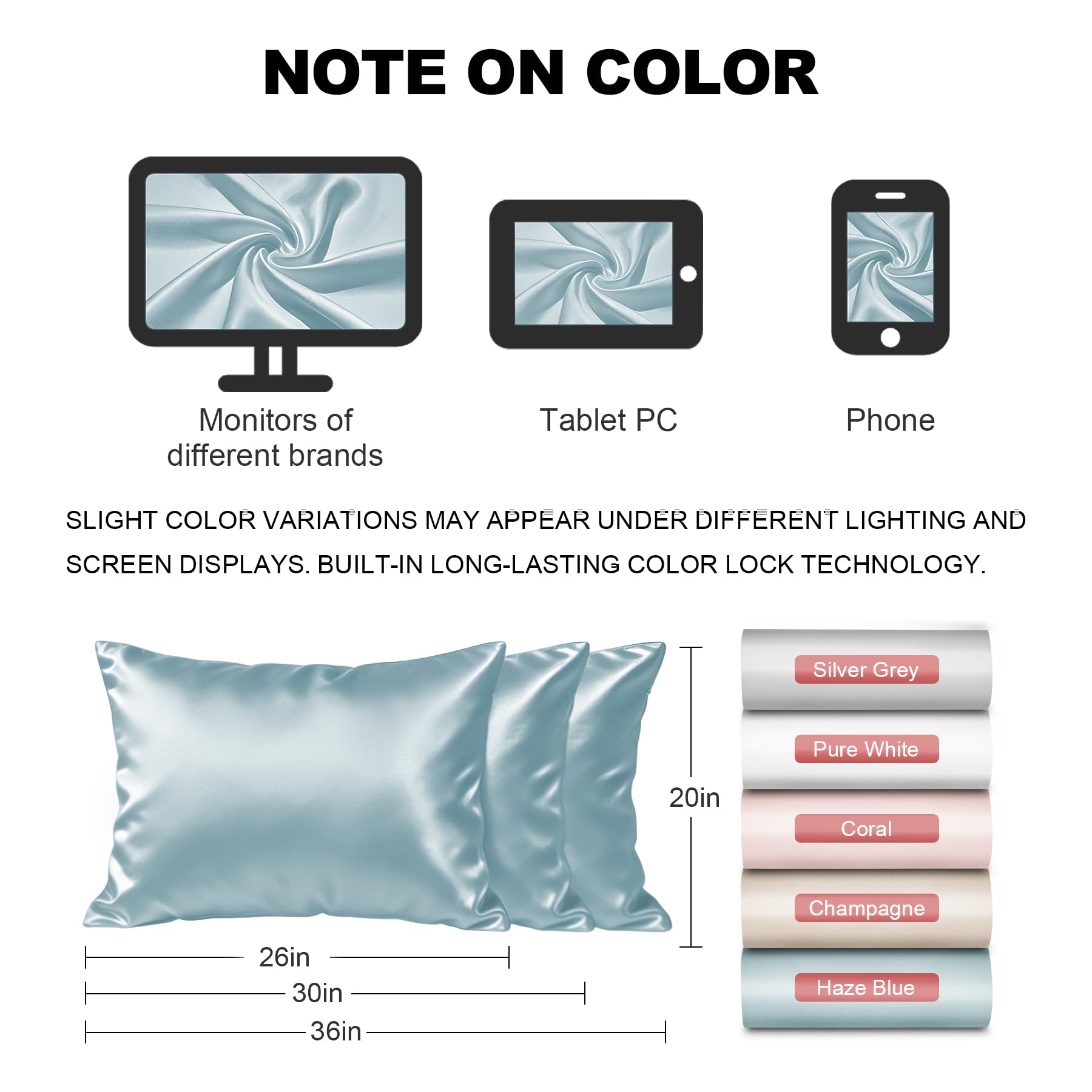 LYSHIN silk pillowcase haze blue color complements decor while supporting comfortable, luxurious nights.