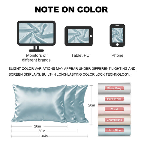 LYSHIN silk pillowcase haze blue color complements decor while supporting comfortable, luxurious nights.