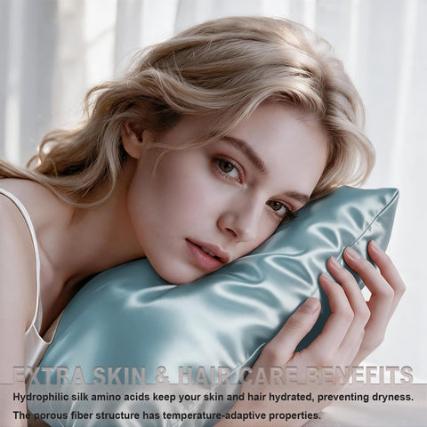 LYSHIN silk pillowcase hidden zip close-up demonstrates secure, seamless closure for tidy bedding.