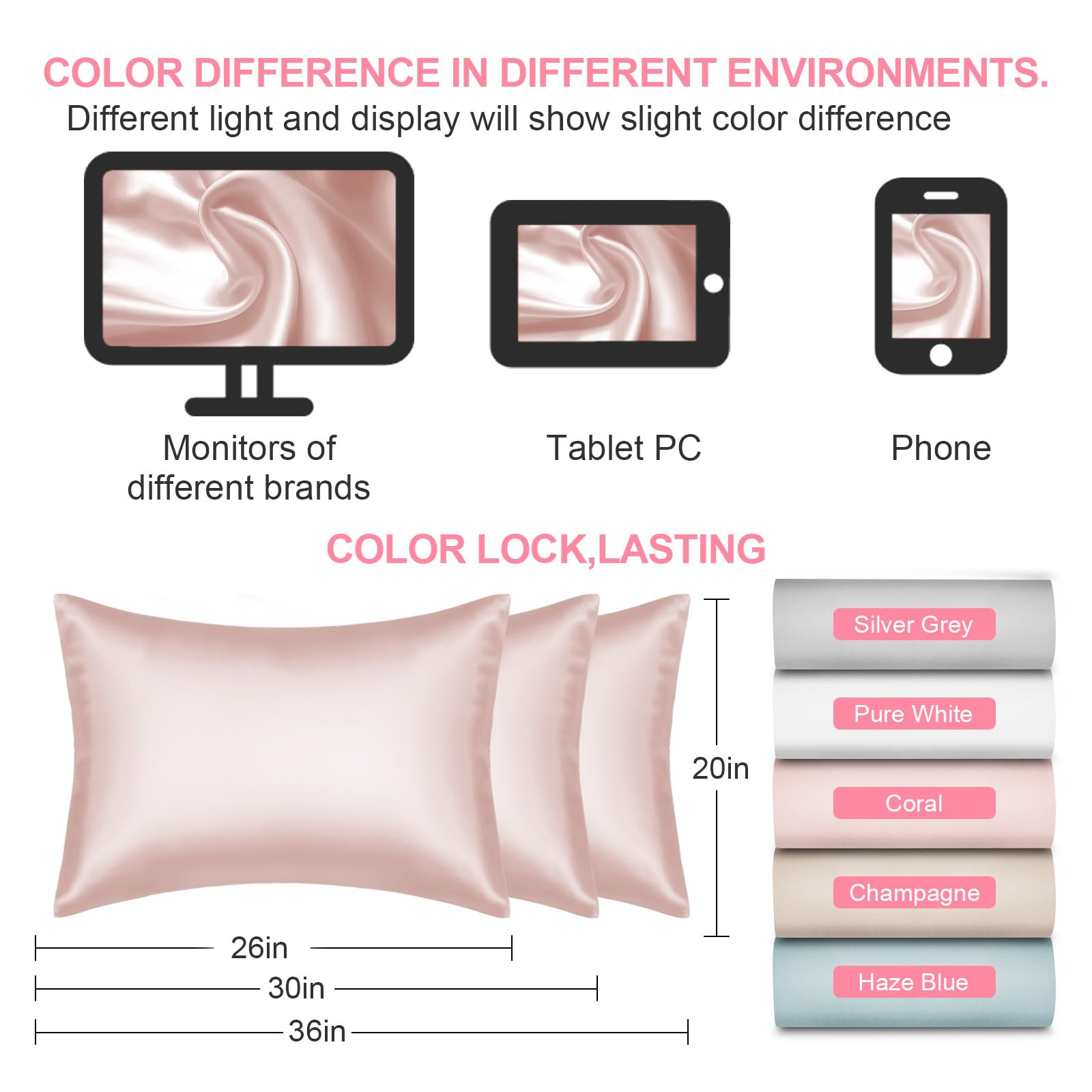 LYSHIN silk pillowcase hidden zip detail keeps pillow securely enclosed.