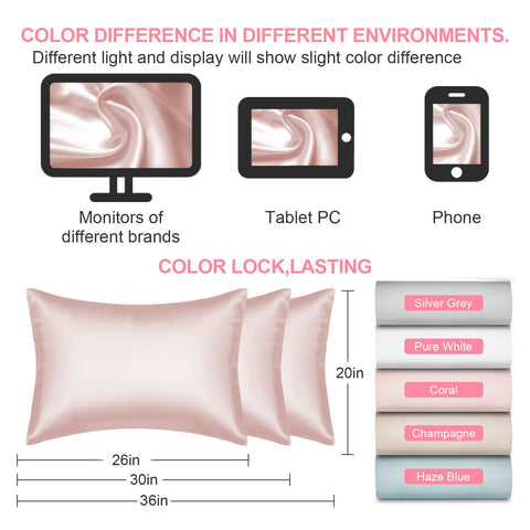 LYSHIN silk pillowcase hidden zip detail keeps pillow securely enclosed.