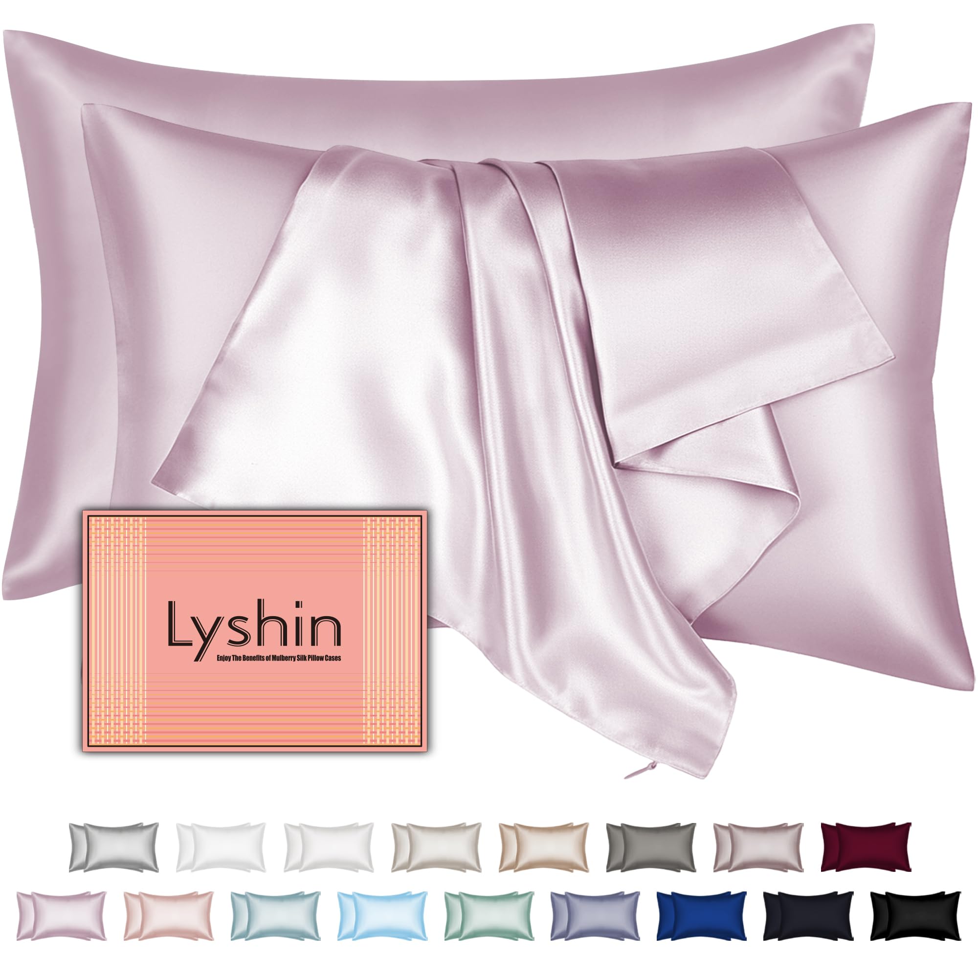 LYSHIN silk pillowcase with hidden zipper in lavender for secure closure and smooth sleep