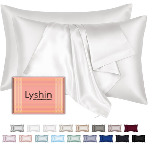 LYSHIN king-size silk pillowcase with hidden zipper in ivory for luxurious comfort