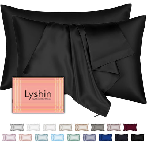 LYSHIN silk pillowcase king size with hidden zipper, smooth texture that reduces hair tangles