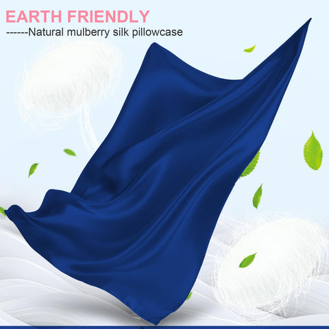 LYSHIN silk pillowcase royal blue pack side promotes breathable, cooling sleep.