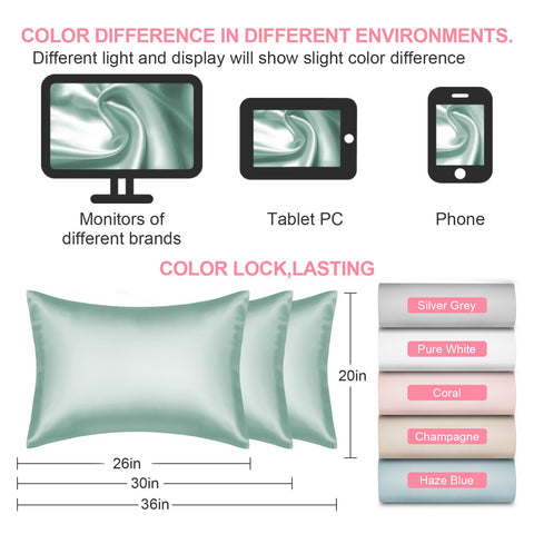 Two-pack king-size silk pillow cases offer cooling, breathable comfort.