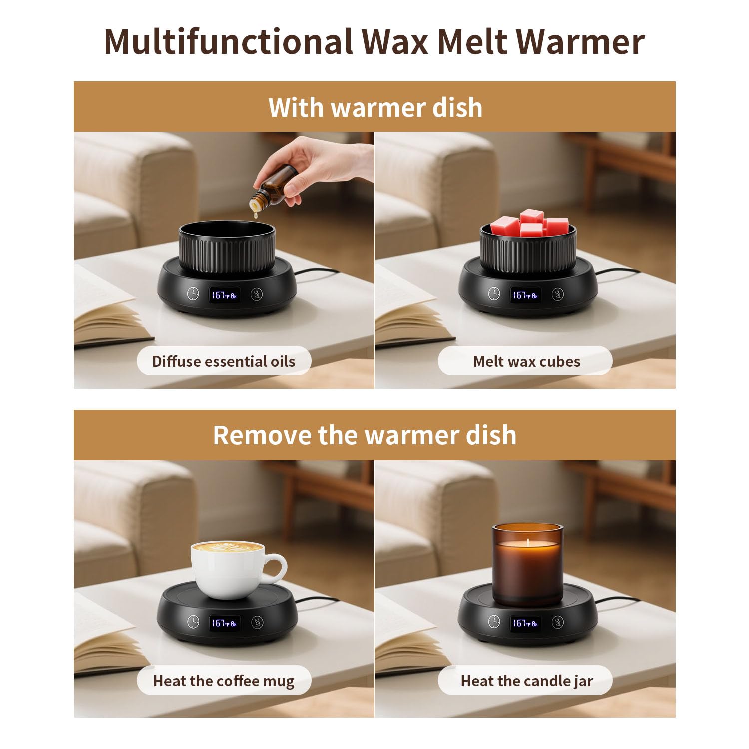 Lyty black 3-in-1 wax warmer fits modern home décor.