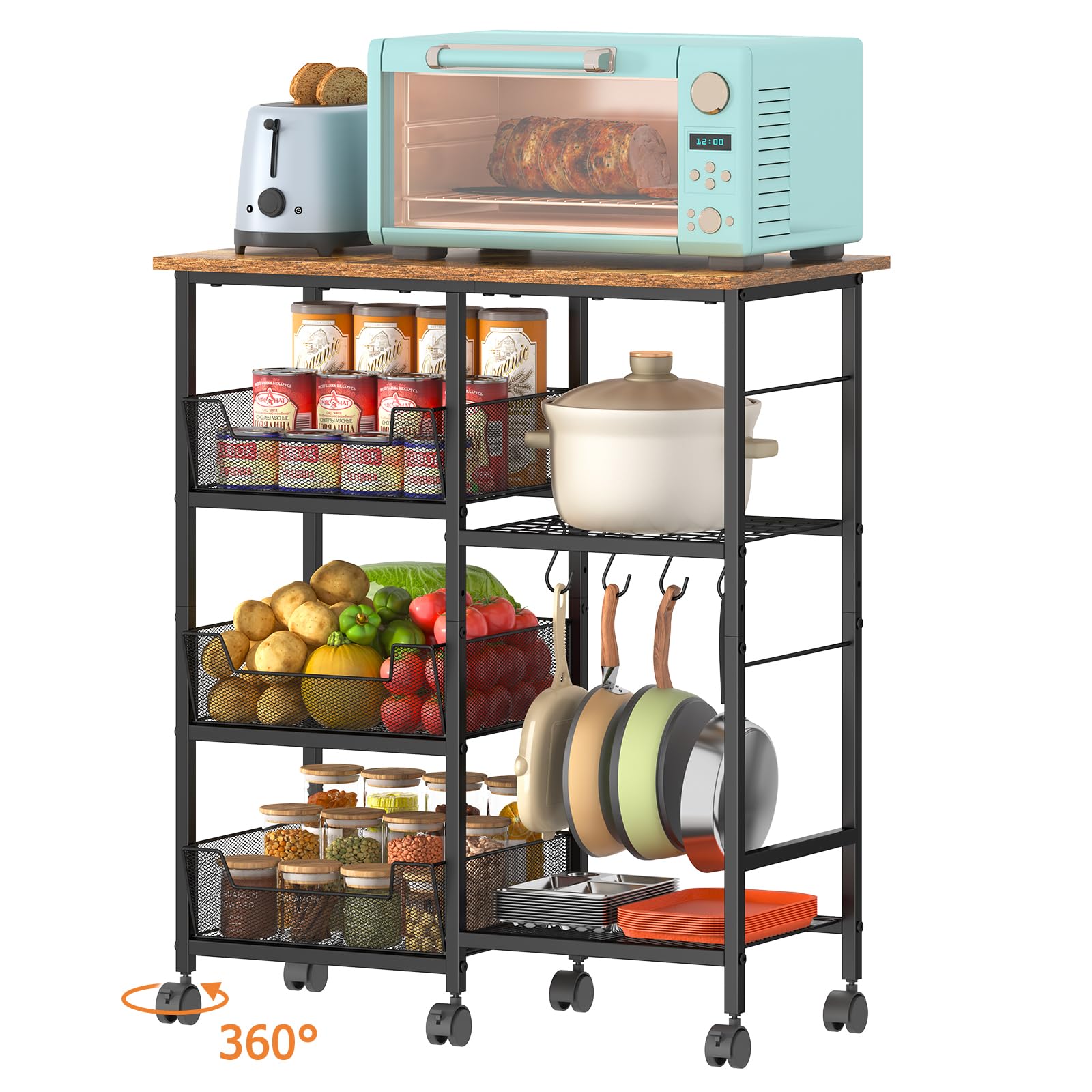 Lyuwanxian compact kitchen island illustrates a clean, modern design and space-saving footprint.