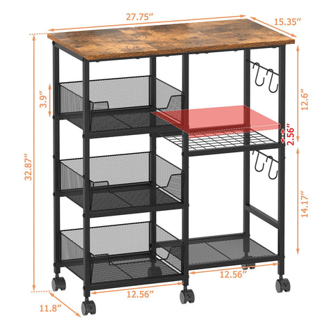 Lyuwanxian microwave-ready cart shows a sturdy top surface for heavy devices.