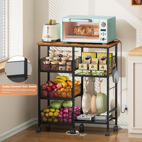 Lyuwanxian rolling cart side elevation highlights the adjustable shelf design.