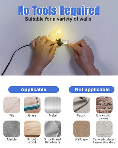 LZC dry-surface adhesive provides strong hold on smooth walls and surfaces.
