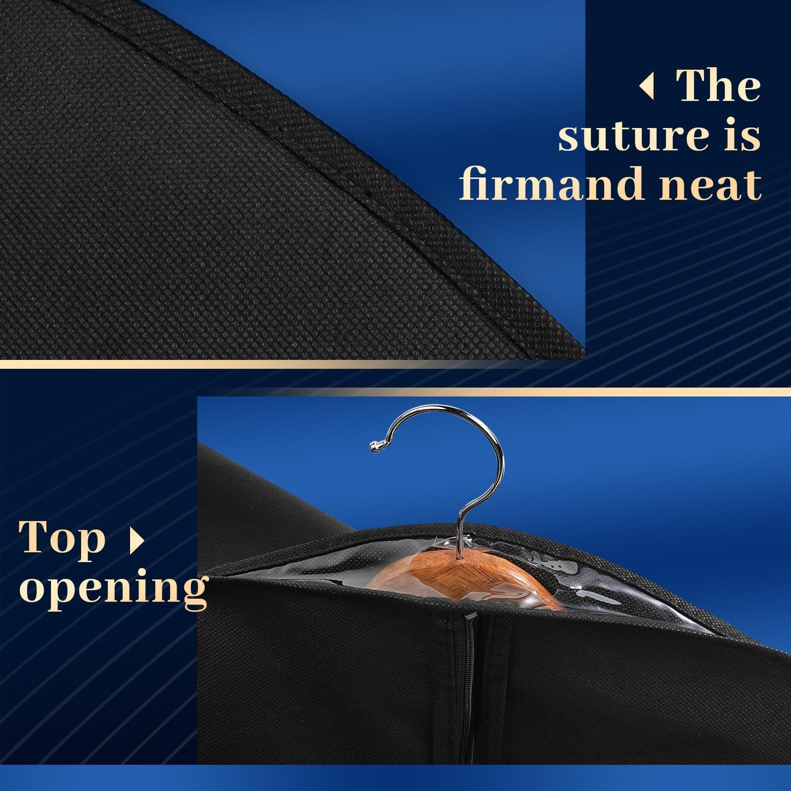 Lzerking garment bag durable metal zipper with stops supports repeated use.