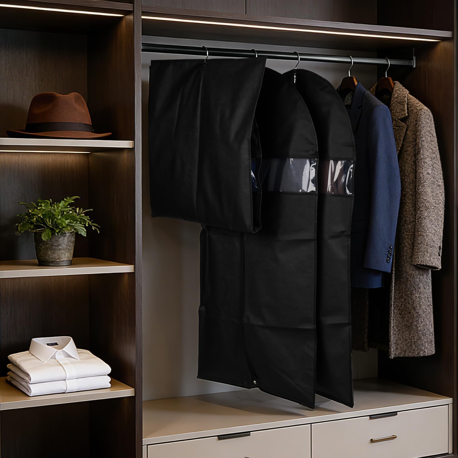 Lzerking garment bag is lightweight and washable for versatile wardrobe storage.