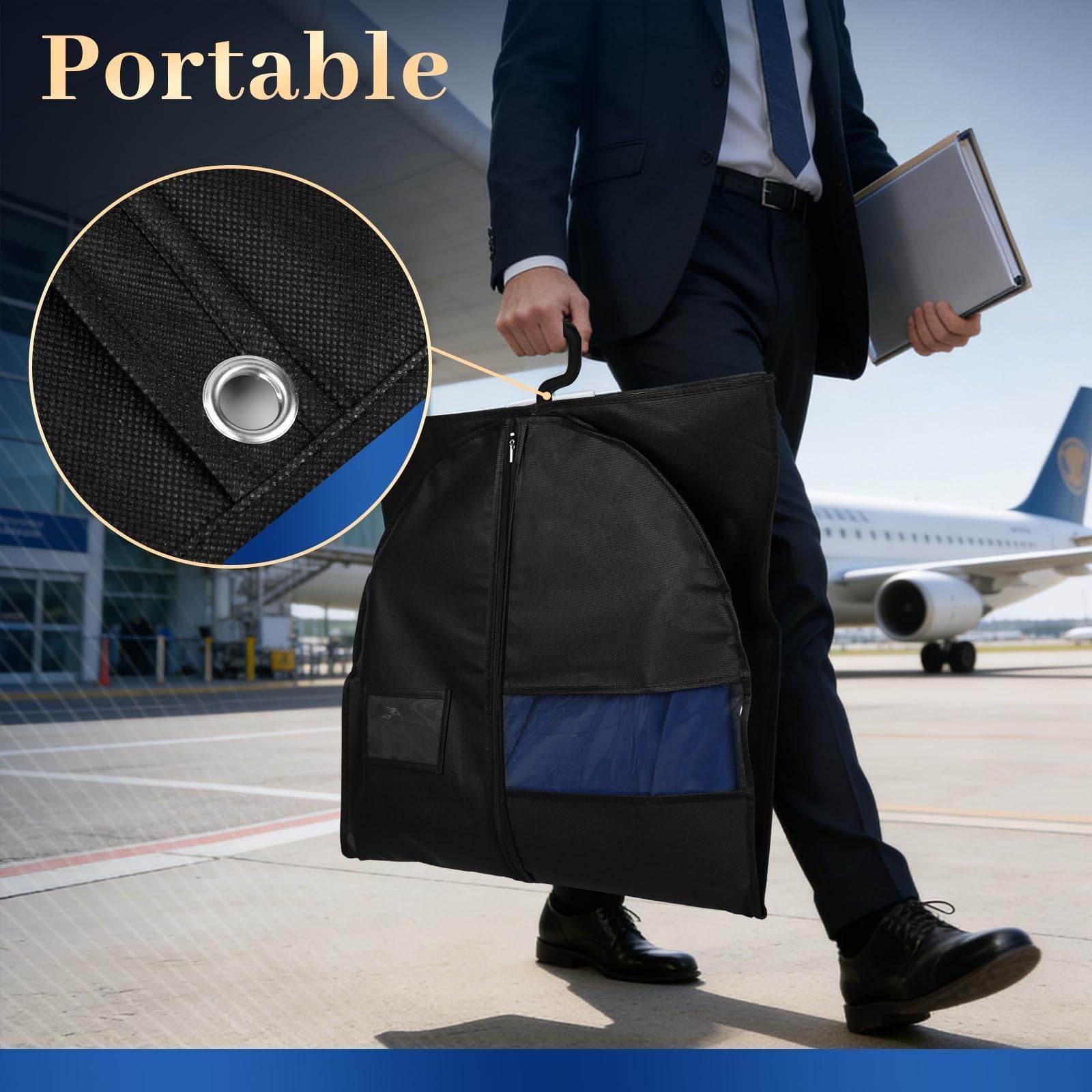 Lzerking garment bag foldable design enables compact transport on trips.