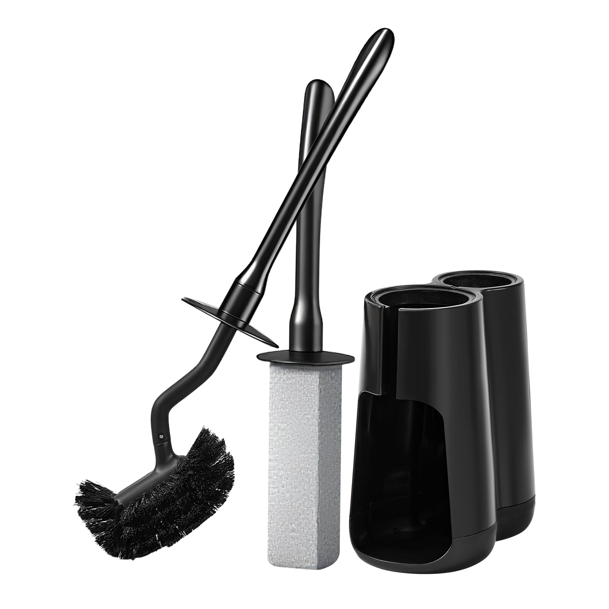 LZLOOK toilet-brush and pumice-set demonstrating 2-in-1 bathroom cleaning.