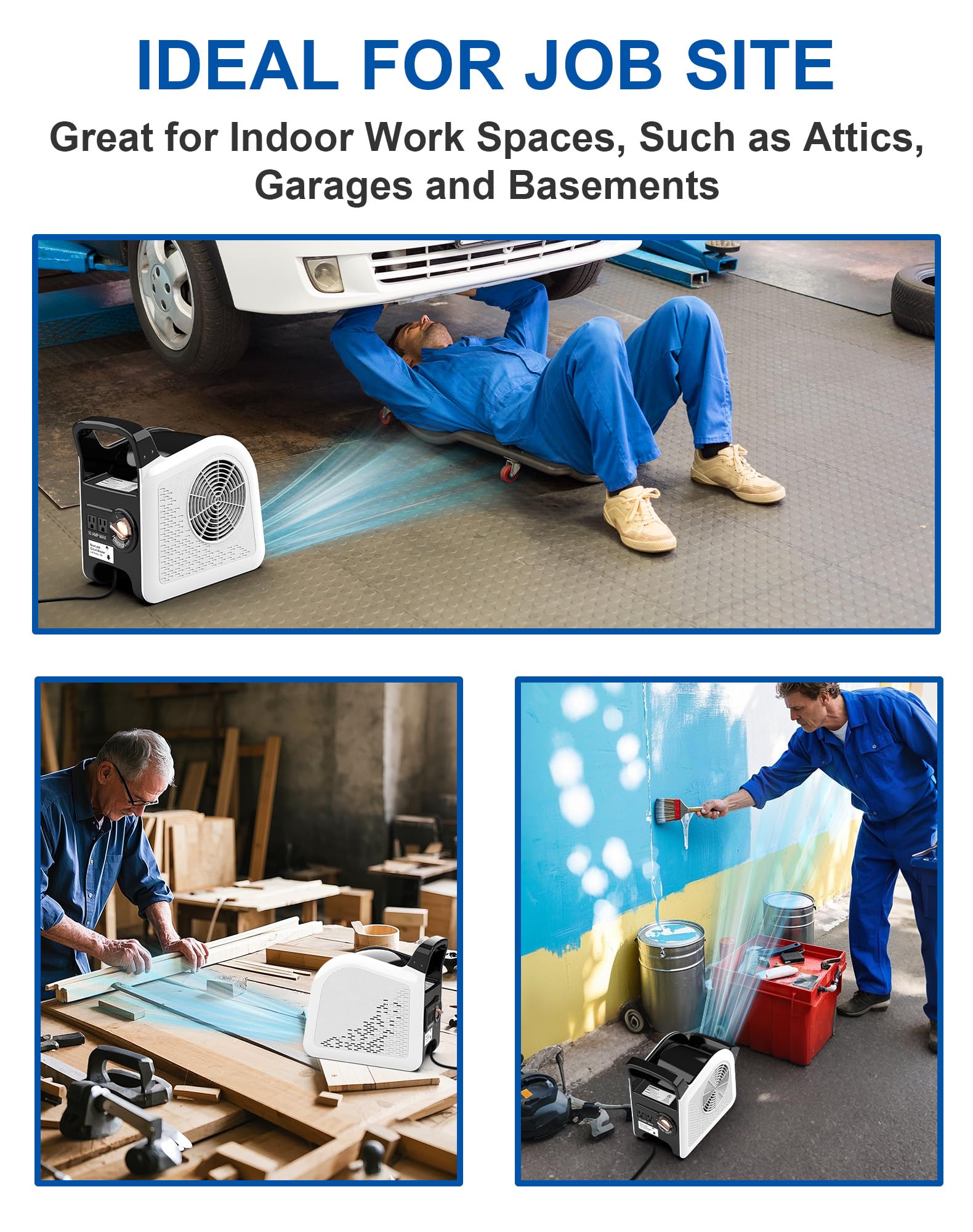 LZLXXLZL Air Mover in action showing 185-degree rotation directs airflow precisely