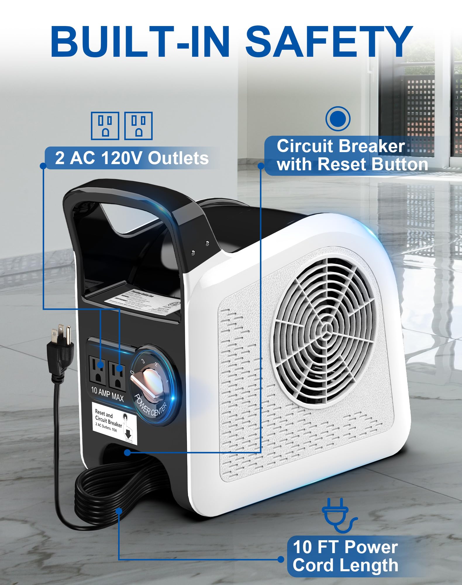 LZLXXLZL Air Mover compact handle for easy relocation