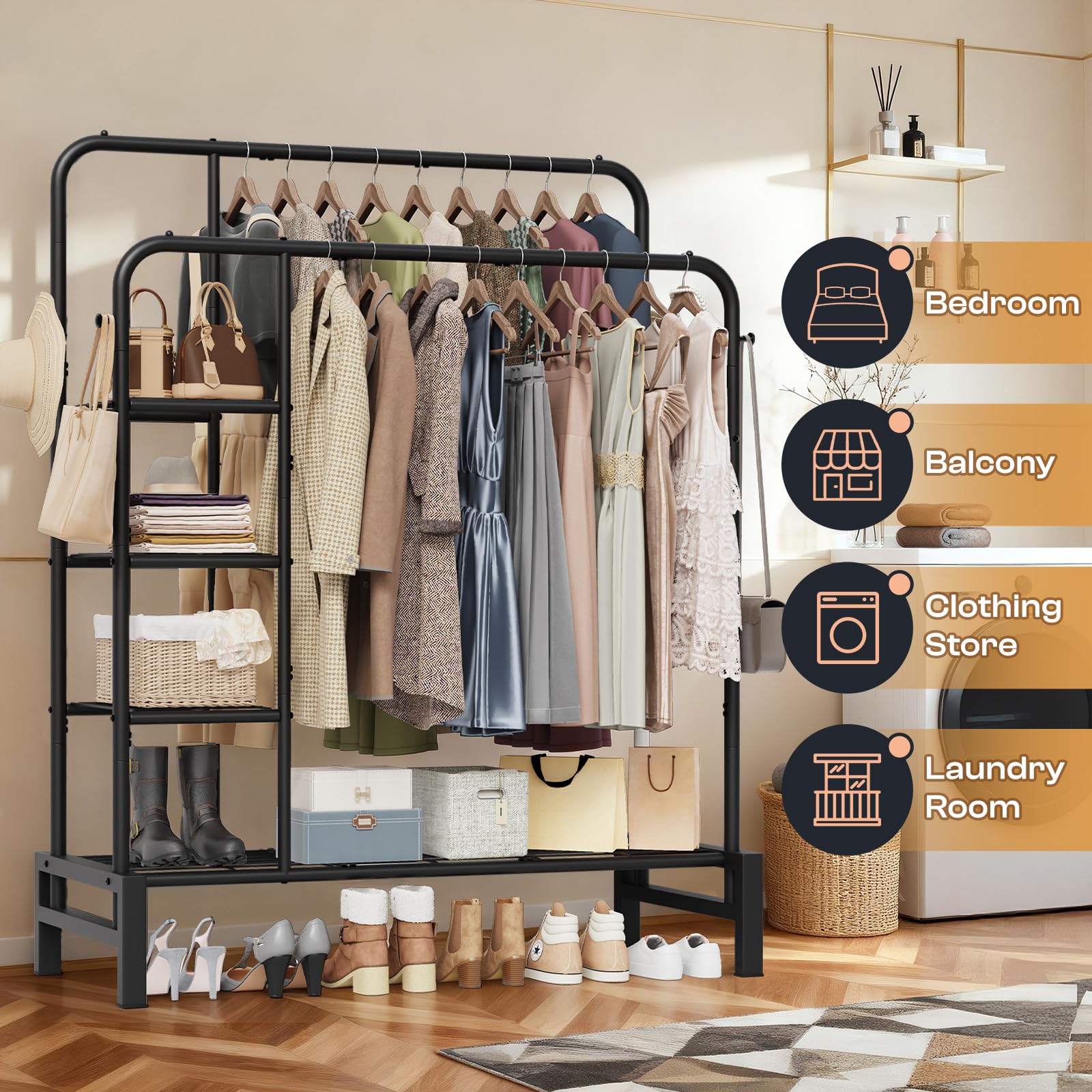 LZNIOZ shoe rack keeps footwear neatly organized and easy to find.