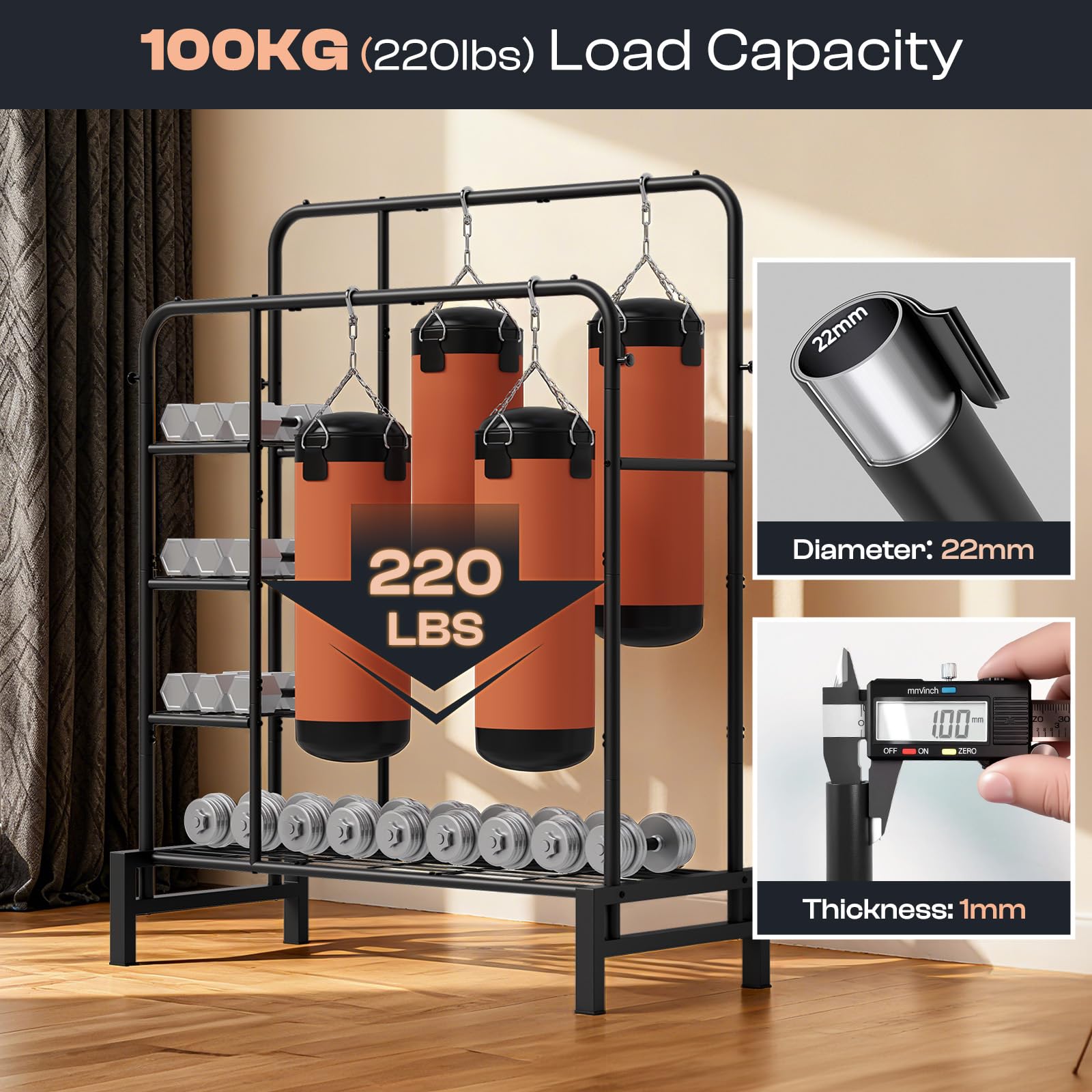 LZNIOZ clothes rack with three-tier shelves for folded clothes and accessories.