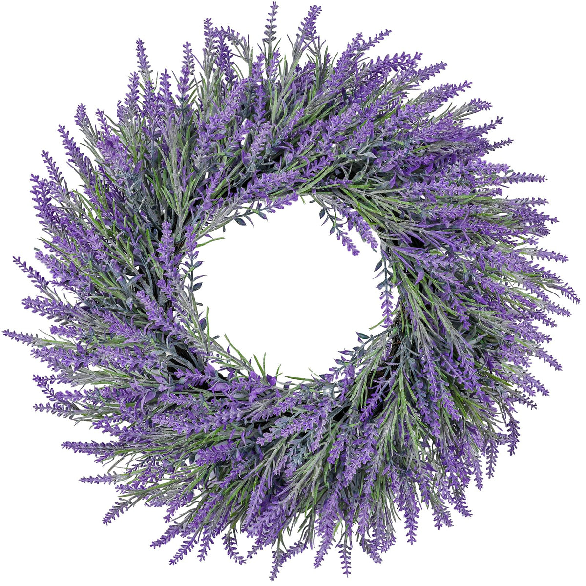 LZNPA 22-inch lavender front door wreath highlights lavender detail for welcoming all seasons.