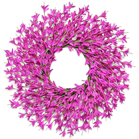 LZNPA 26-inch spring wreath on front door in rose red boosts curb appeal.