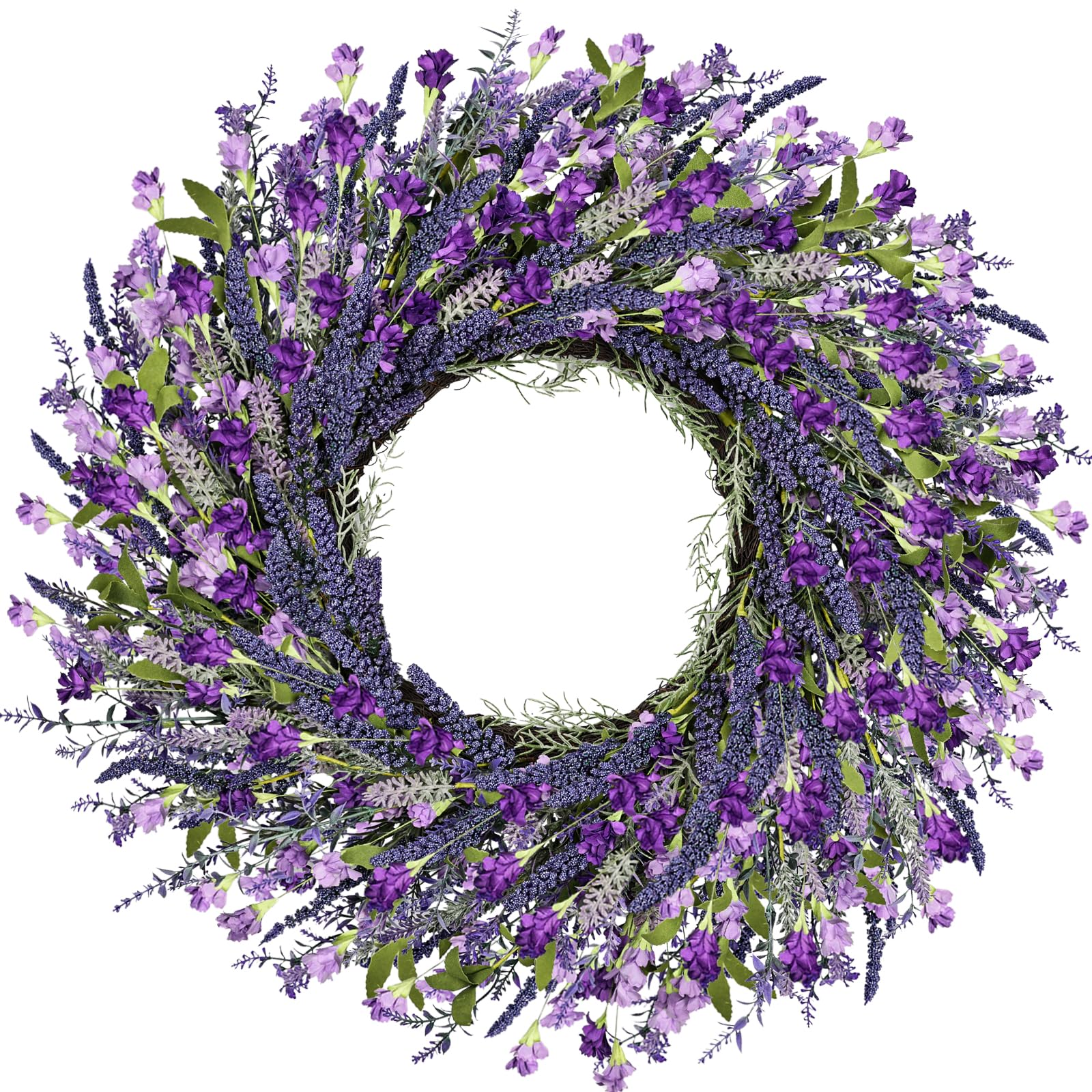 LZNPA 26-inch lavender wreath for front door adds welcoming spring color