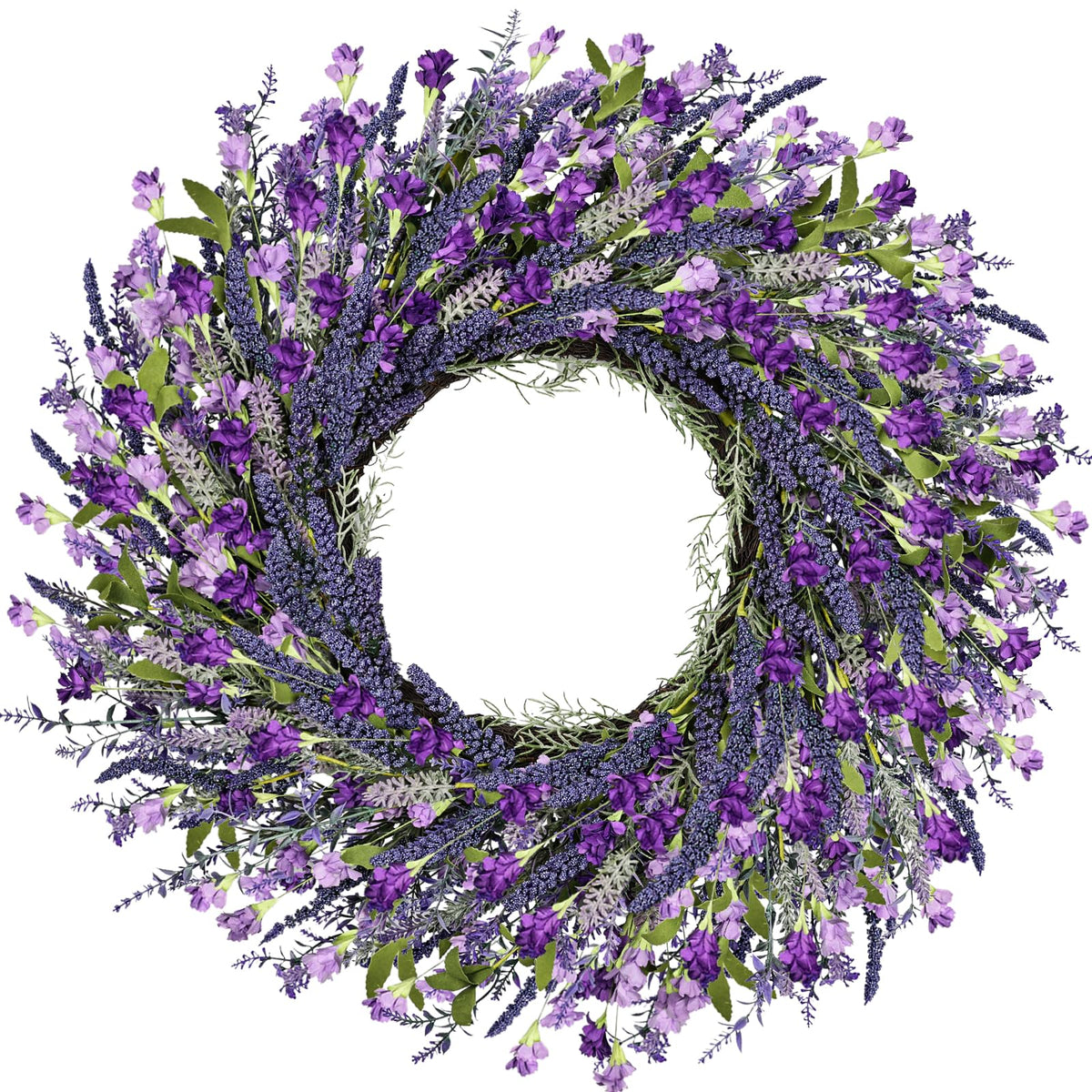 LZNPA 26-inch lavender wreath for front door adds welcoming spring color