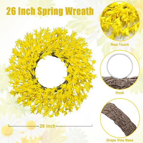 LZNPA 26inch spring wreath designed for outdoor front porch.