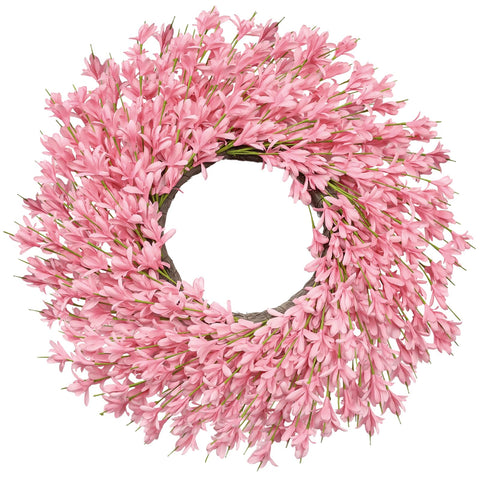 LZNPA 26-inch pink spring wreath close-up of lifelike petals for door decor.