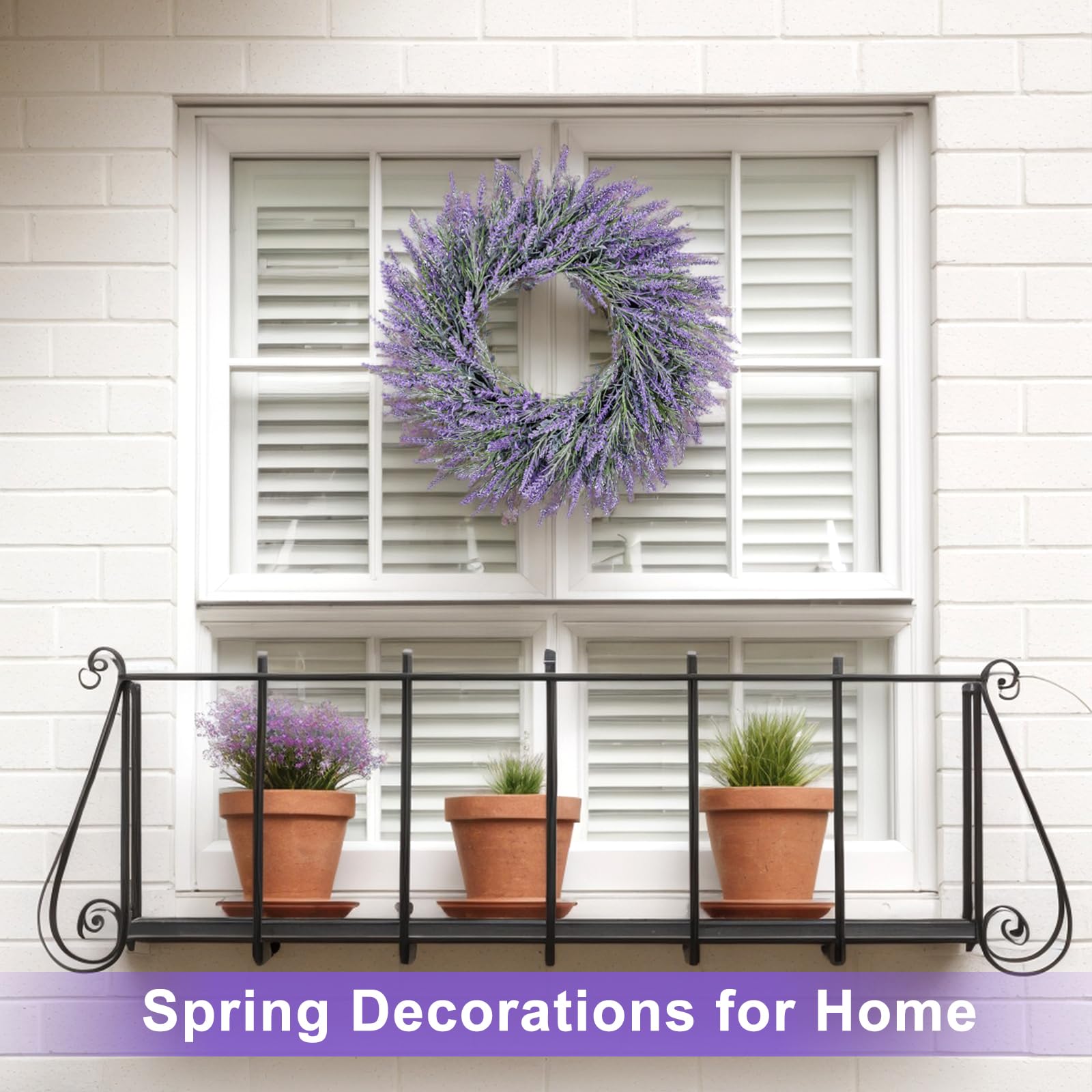 LZNPA artificial lavender wreath closeup shows lifelike petals for vibrant home decor.