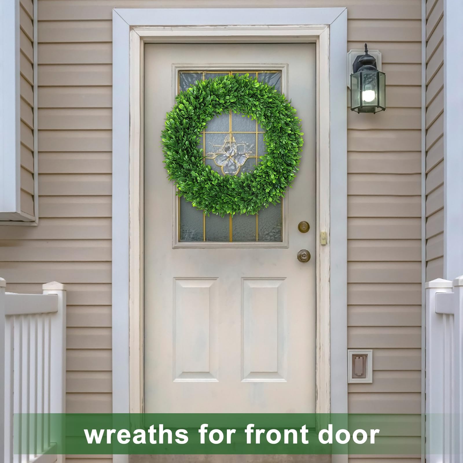 LZNPA boxwood wreath with delicate door sign option enhances spring decor