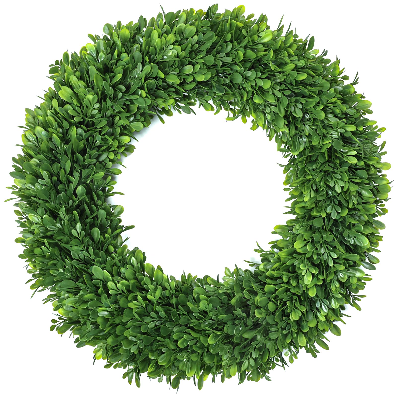 LZNPA boxwood wreath on front door with realistic greenery for curb appeal