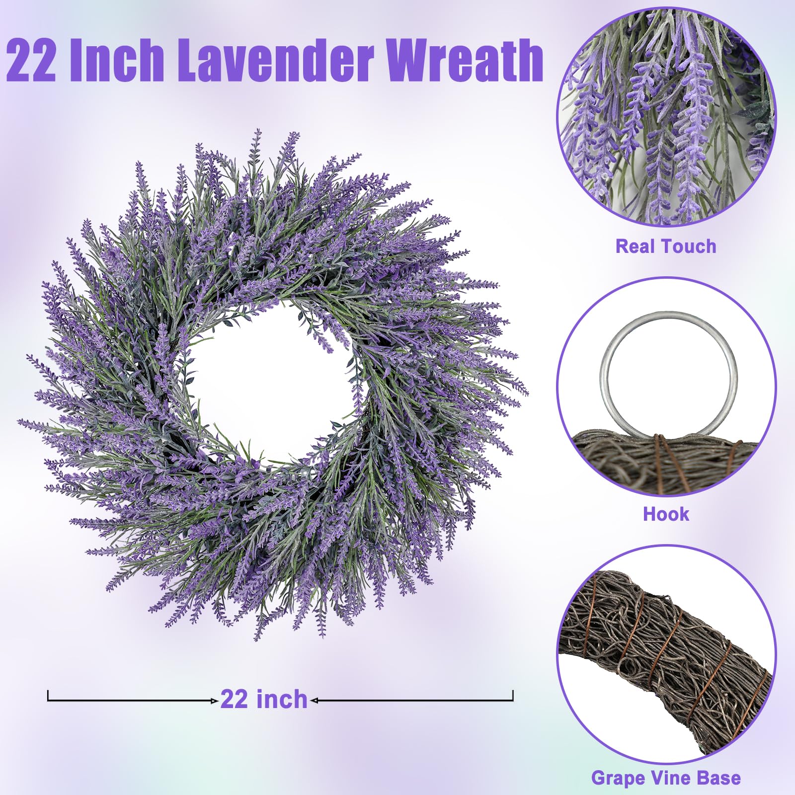 LZNPA fade-resistant lavender wreath preserves color through seasons.