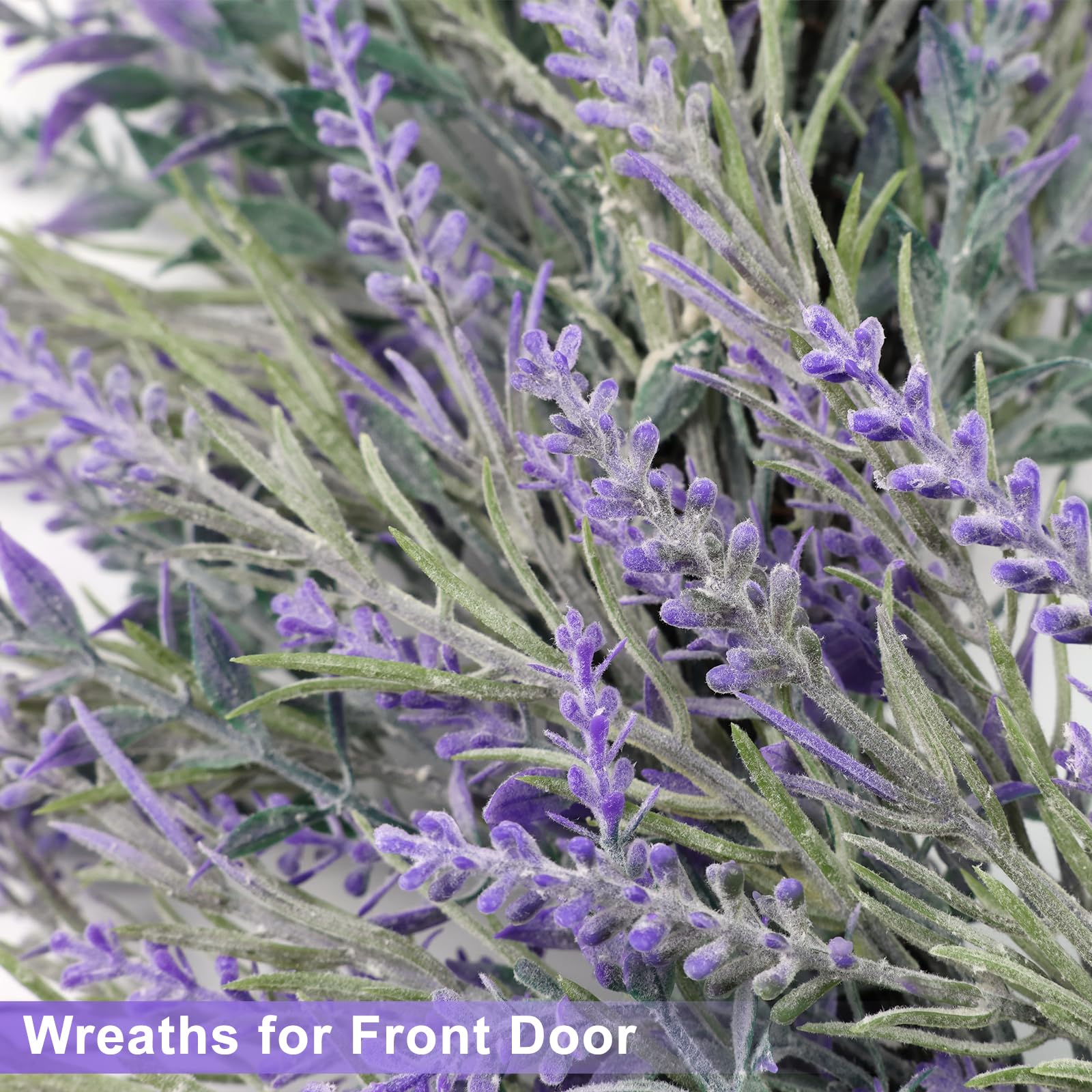LZNPA lavender wreath decorates fireplace mantel with warm elegance.