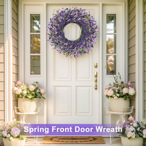 LZNPA purple lavender wreath enhances wedding and farmhouse decor with charm
