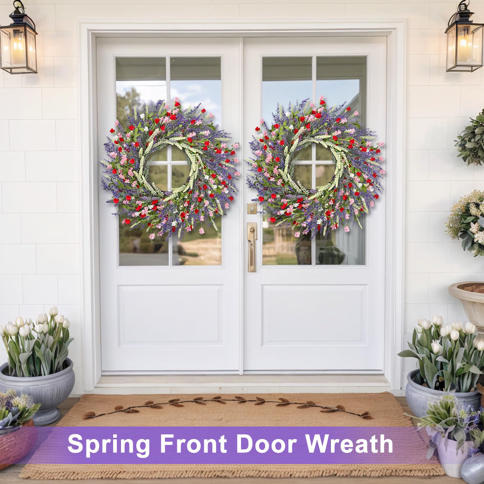 LZNPA spring-summer lavender wreath for porch or balcony decor
