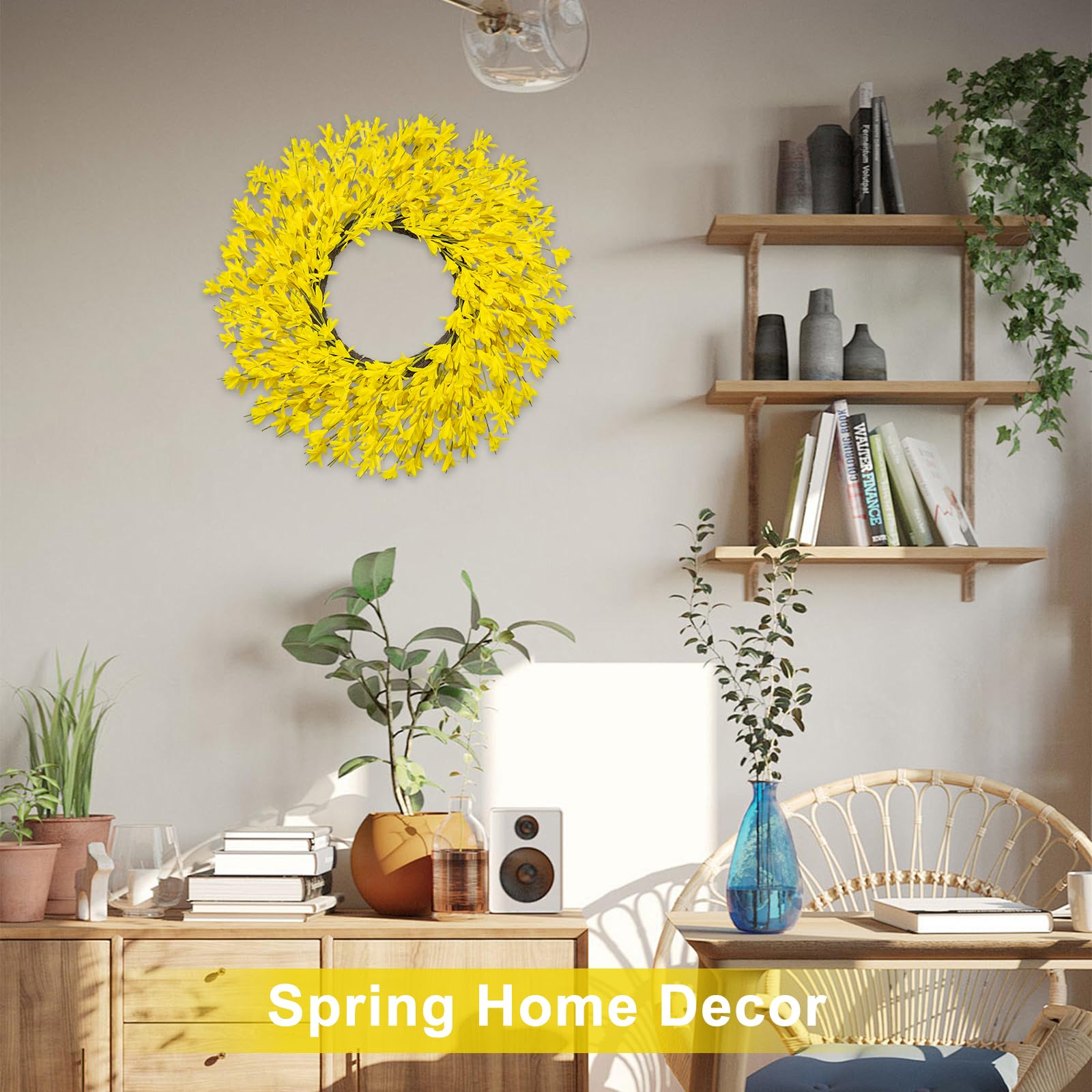 LZNPA yellow spring wreath brightens any centerpiece.
