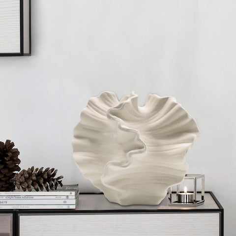 LZV white ceramic centerpiece vase, ideal for pampas grass arrangements.