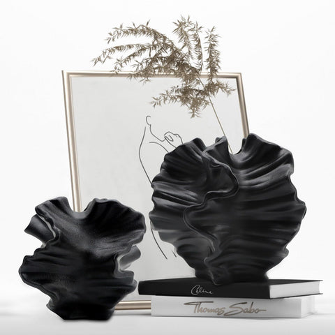 LZV ceramic vase set of 2 with flower-shape silhouette for modern Nordic decor