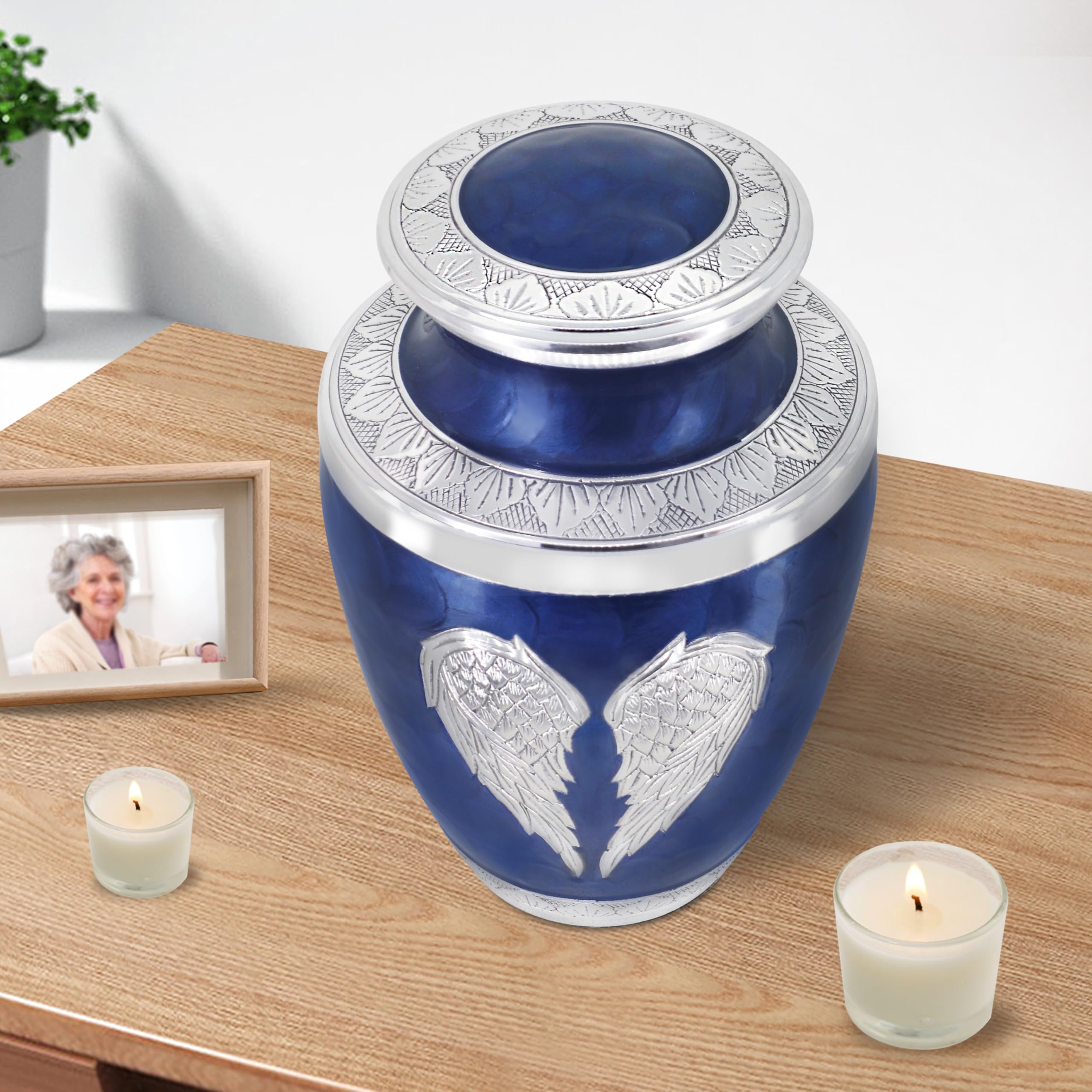 M MEILINXU urn capacity of 200 cubic inches for adult remains.