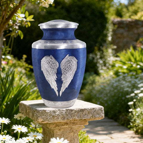 M MEILINXU urn features threaded lid for secure closure.