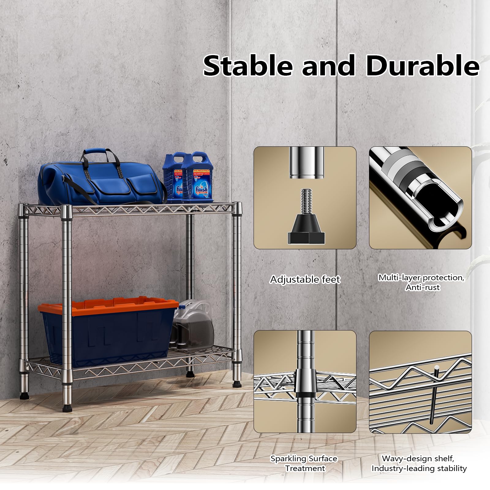 M MZG chrome rack in kitchen pantry frees counter space