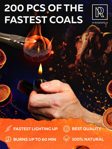 M. ROSENFELD quick-light charcoal discs for instant use in burners.