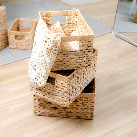 Kitchen storage baskets by M4DECOR in natural water hyacinth for essentials