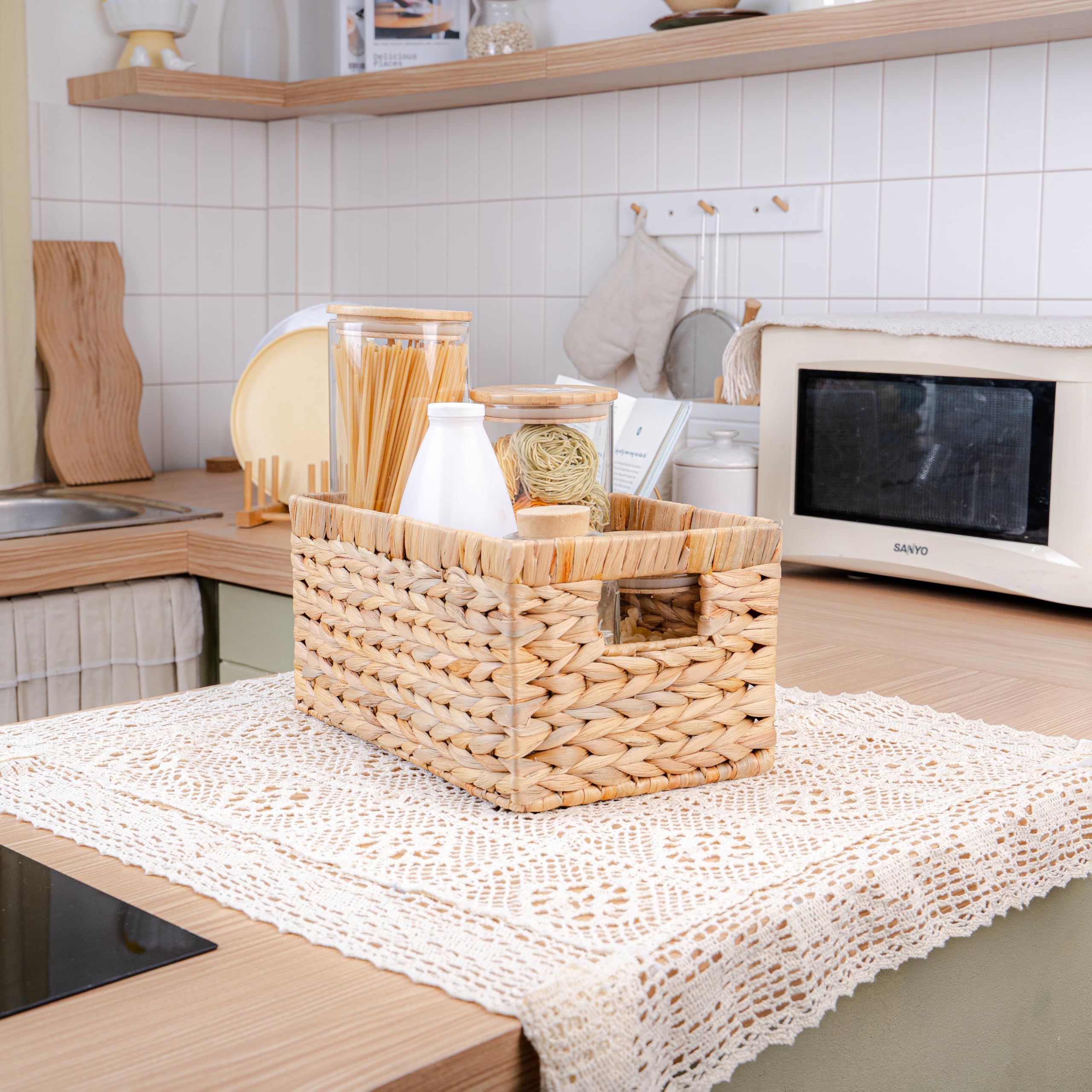 Living room organizer wicker baskets by M4DECOR for media and magazines