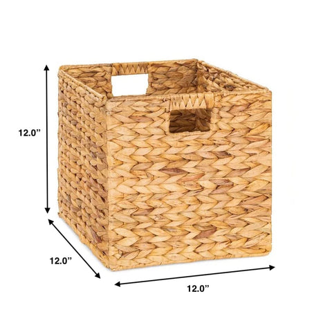 M4DECOR water hyacinth basket 12x12 side view, ideal for toy or magazine storage.