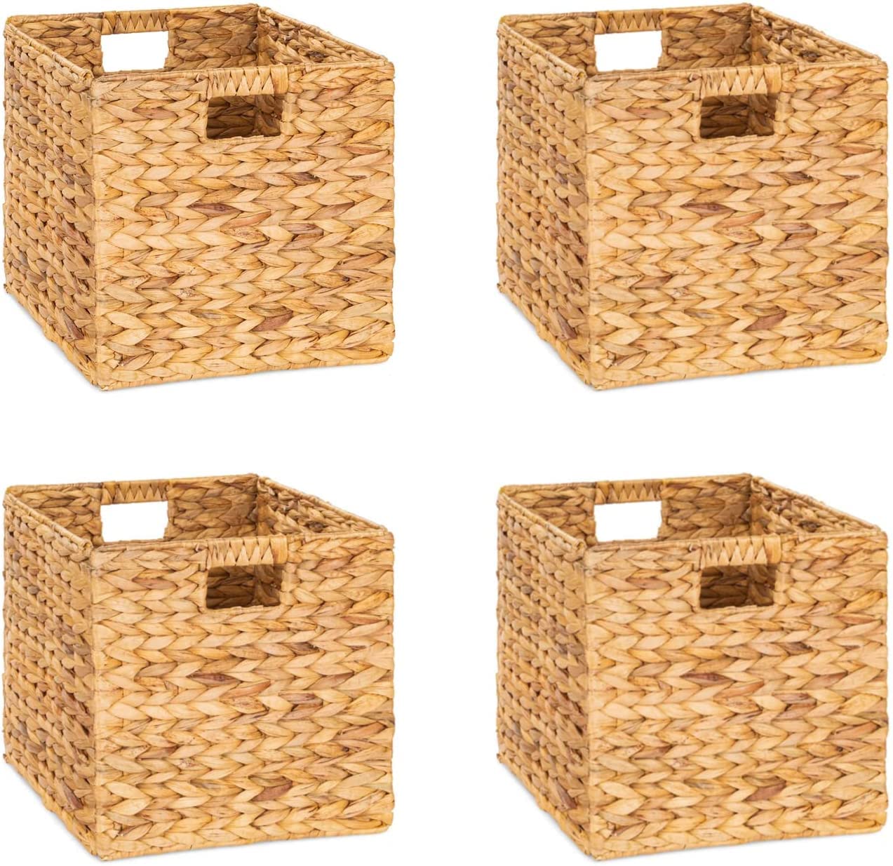 M4DECOR water hyacinth basket front view for shelf organization.