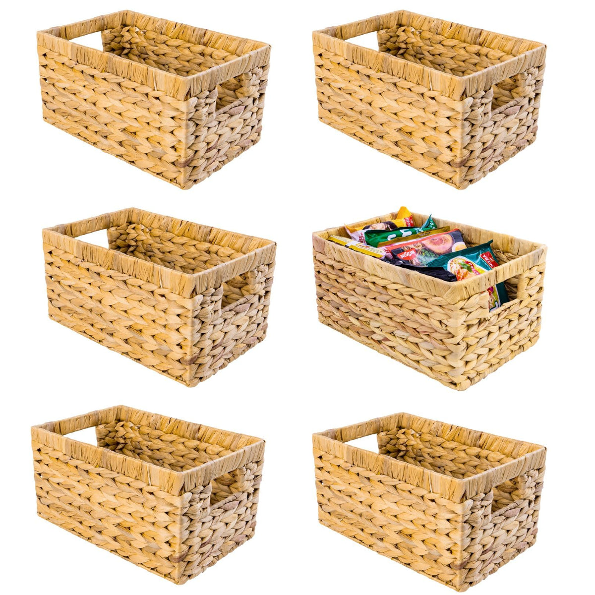 M4DECOR water hyacinth baskets set of six for shelf organization