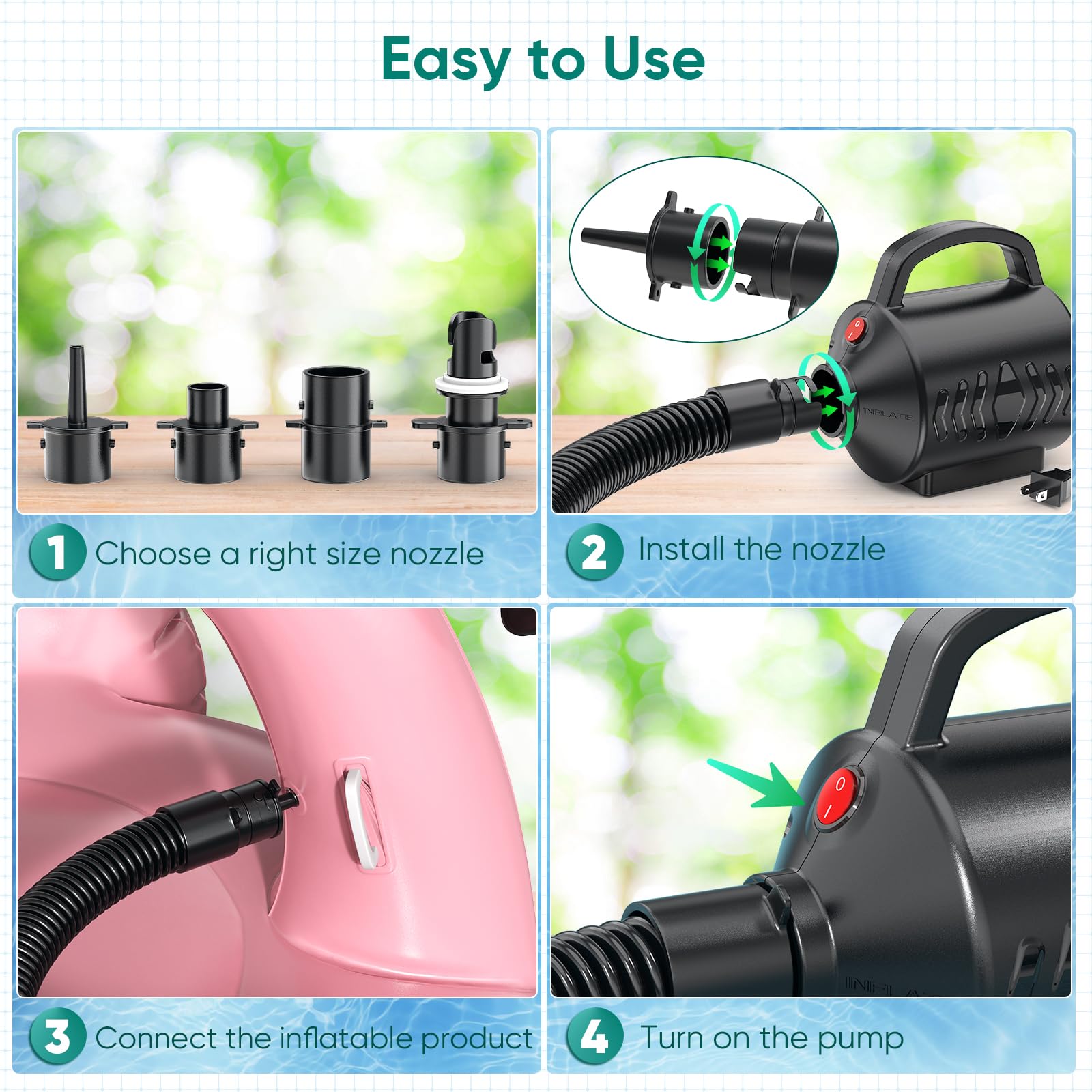 MAACLOUD electric air pump durable motor ensures long-lasting performance.